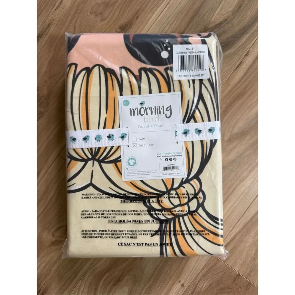 NWT Morning Bird Organic Cotton L.O.L. Surprise!™ Duvet Cover with 2 Shams - Ful